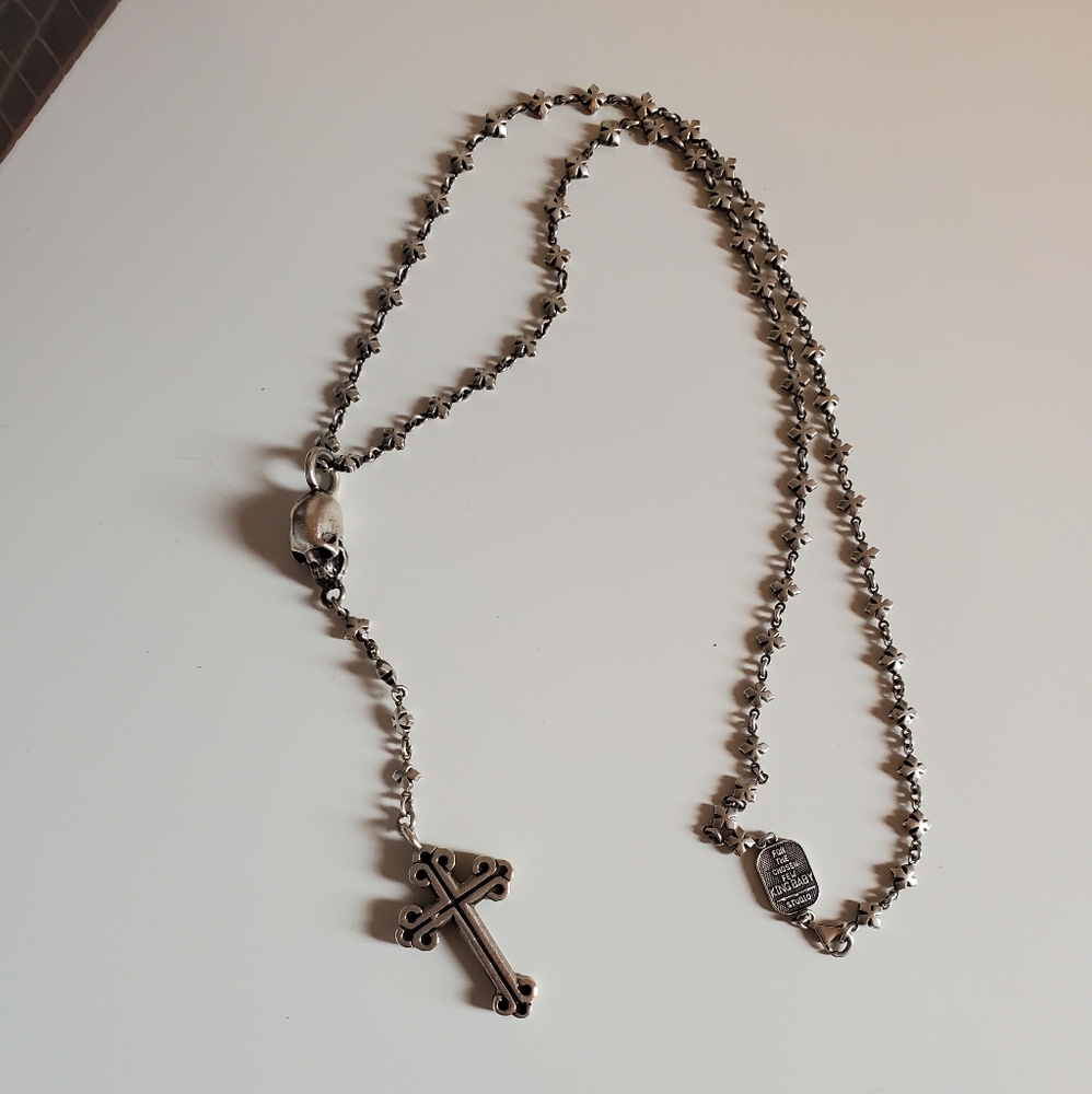King Baby Skull Sterling Silver Cross Rosary